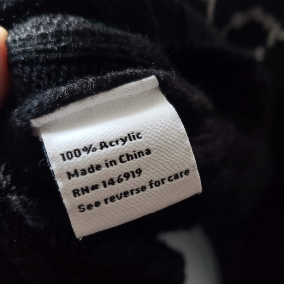 Nine West Women's XS Black White Leopard Turtleneck Cropped Sweater Fall Winter - Picture 7 of 7